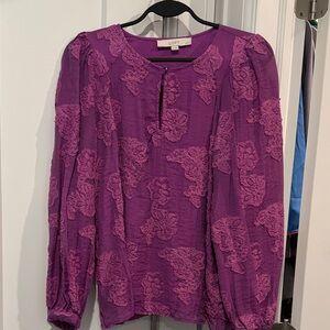 LOFT Women's Rich Purple Textured Blouse